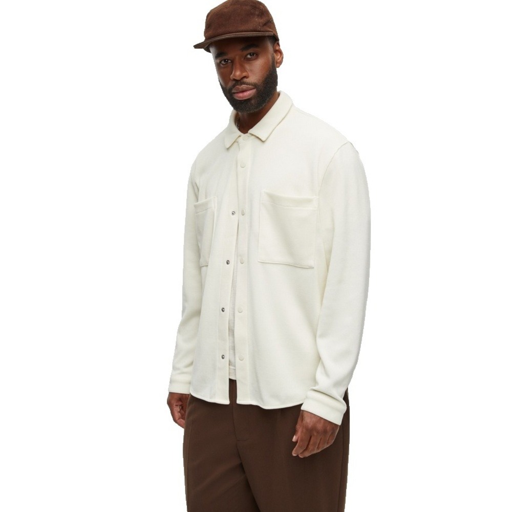 Mode‎ of One Mens Long Sleeve Knit Snap Front Shirt Soft Vanilla XXL 100194422MN